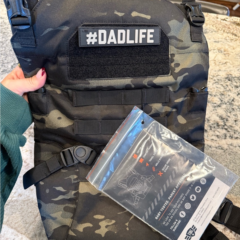 Camouflage Tactical Baby Gear Carrier with #DADLIFE Patch- NWT